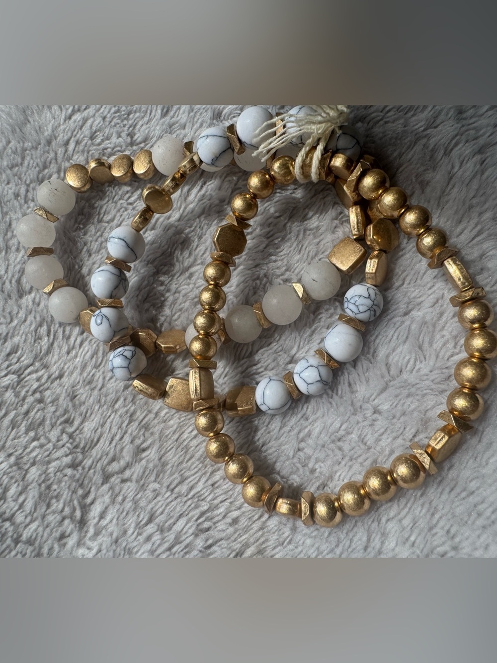 Universal Thread Layered Gold Toned Necklace and Trio of Bracelets - Picture 6 of 6